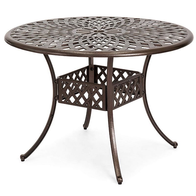Kinger Home 41-inch Patio Dining Table, Round Outdoor Dining Table, Cast Aluminum Patio Furniture Table, Bronze, 2 of 9