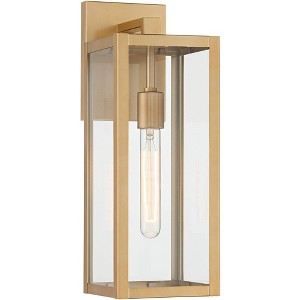 John Timberland Titan 17" High Modern Outdoor Wall Light Fixture Mount Porch House Edison Bulb Weatherproof Soft Gold Finish Clear Glass Shade - 1 of 4