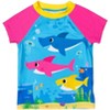 Pinkfong Baby Shark Girls Rash Guard Tankini Top and Bikini Bottom 3 Piece Swimsuit Set Toddler - image 2 of 4