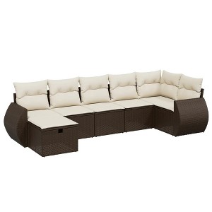 vidaXL Garden Sofa Set Brown Poly Rattan, Steel Large Modular - 1 of 4