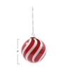 Storied Home Round Hand-Blown Glass Ball Ornament with Swirled Stripes, Red and White - 2 of 2