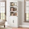 Home Office 5 Tier Book Shelf with Cabinet, 68.7" Tall Modern Farmhouse Bookcase w/ Doors and Adjustable Shelf, Wooden Storage Organizer Shelving Unit - 3 of 4