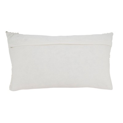 Off-White Cotton Textured Woven Diamond Rectangular Throw Pillow