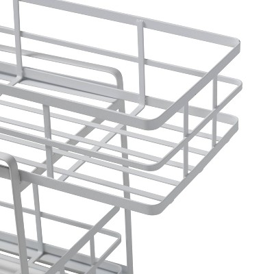 White Steel 2-Tier Sliding Basket Organizer