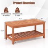 Tangkula Hardwood Outdoor Patio Coffee Table 2-Tier Coffee Table w/ Slat Tabletop & Storage Shelf Natural - 3 of 4