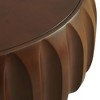 Saman Wood Round Coffee Table with Carved Sculptural Design and Ash Veneer Top for Living Room - 4 of 4