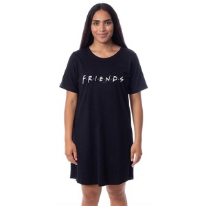 Friends The Television Series Womens' TV Show Title Logo Nightgown Pajama Black - 1 of 3