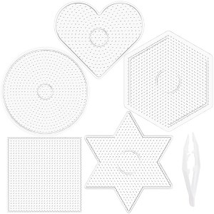 Darice Fuse Beads Pegboards  - 5 Pack Melty Beads Peg Board, Large Clear Plastic Boards Kit for Kids and Adults - 1 of 4