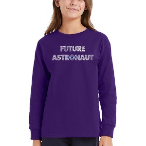 LA Pop Art Future Astronaut - Girl's Word Art Long Sleeve T-Shirt - 1 of 4