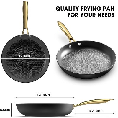 imarku Professional Cooking Pans , Nonstick Cast Iron Skillets 3pcs, 8 Inch, 10 Inch, 12 Inch Frying Pans with Lid, Cast Iron Pan, Dishwasher Safe