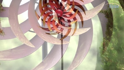 75" Tall Red and Orange Metal Kinetic Wind Spinner Stake