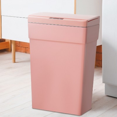 Pink 13 Gallon Touchless Plastic Trash Can with Motion Sensor