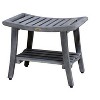 CoastalVogue® Harmony® 24" Teak Wood Shower Bench with Shelf and LiftAide® Arms in Antique Gray Finish - 2 of 2
