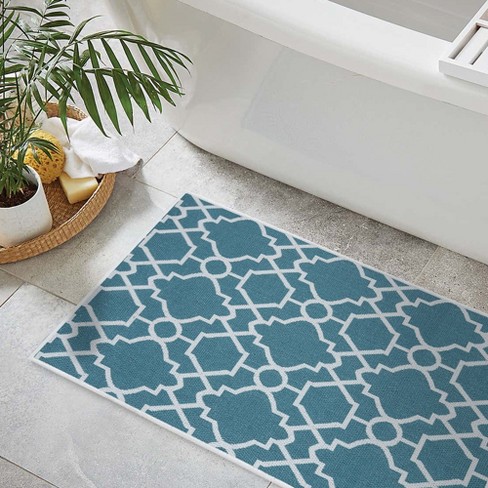 Teal Kitchen Rugs and Mats Non Skid Washable, Kitchen Mat Set of
