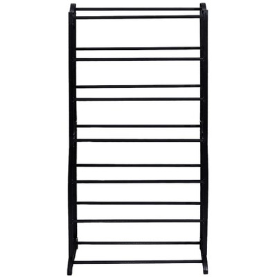 Black Metal and Plastic 21-Pair Stackable Shoe Rack