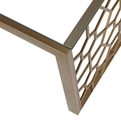 Juliette Brass-Finished Metal & Tempered Glass Rectangular Coffee Table