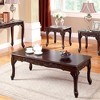 3pc Coffee Table Traditional Style Dark Cherry Finish Cabriole Legs And Intricate Design 1x Coffee Table 2x End Table - 2 of 4