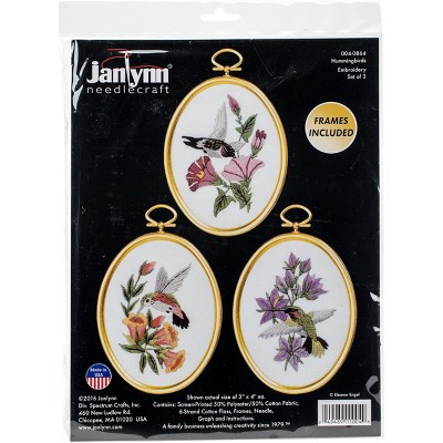 Janlynn Embroidery Kit 3"X4" Set of 3-Hummingbirds-Stitched In Floss