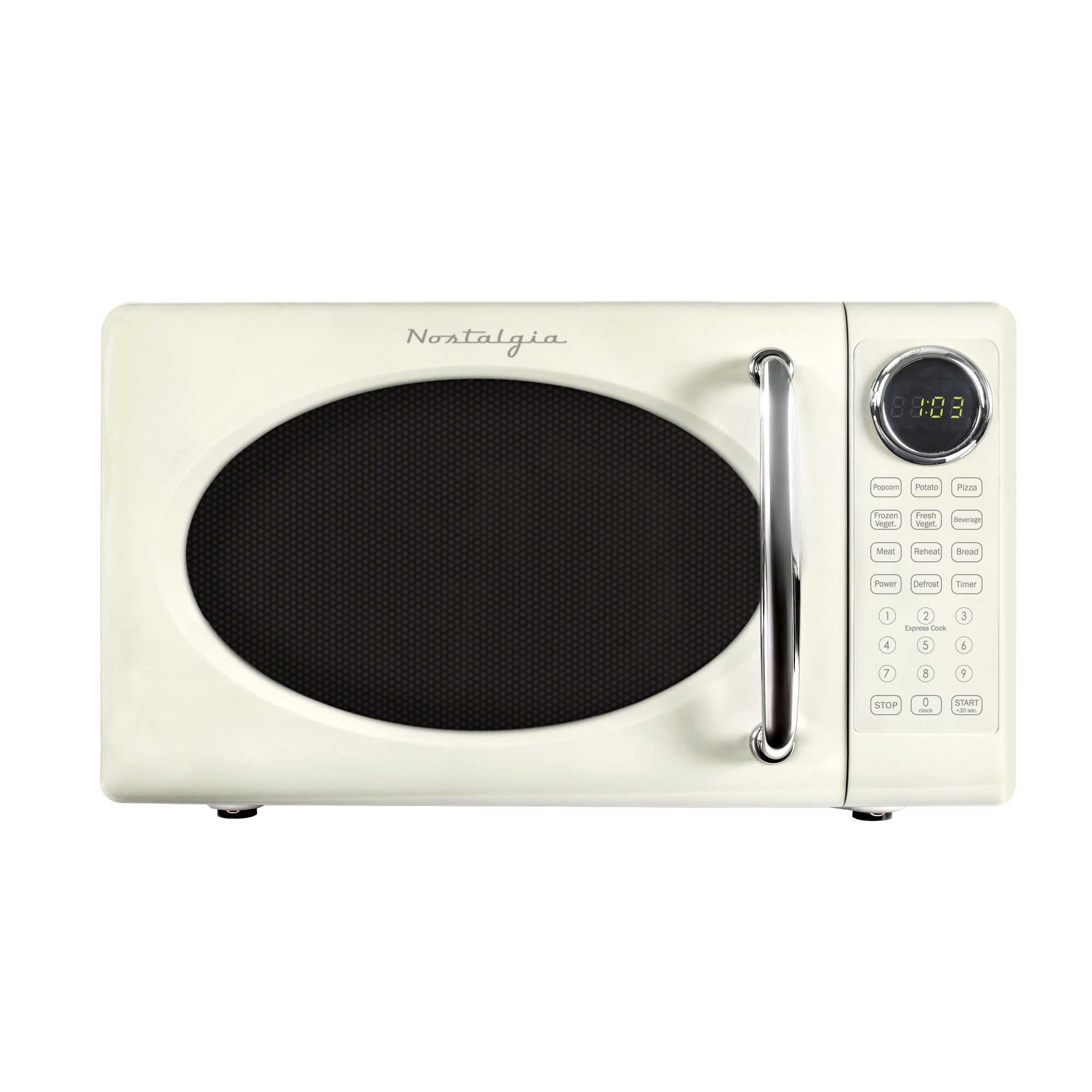Nostalgia Retro Microwave Oven - 0.7 Cu Ft & 700-Watt Countertop Microwave - Ivory