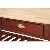 HomeStock  American Heritage 3 Tier Butcher Block Kitchen Cart with Drawers, Mahogany/Butcher Block - 2 of 4