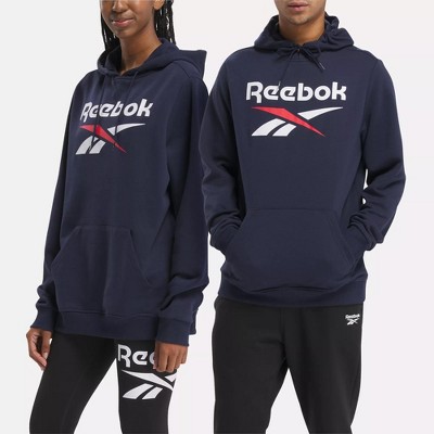 Reebok Apparel Men's Reebok Identity Fleece Stacked Logo Pullover Hoodi  Reebok Training App Men Grey , S/P Reg US