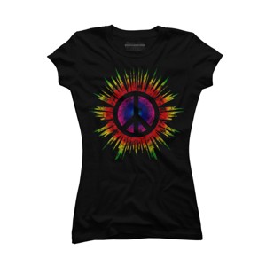 Junior's Design By Humans Tie Dye Peace Sign By Mel00 T-Shirt - 1 of 3