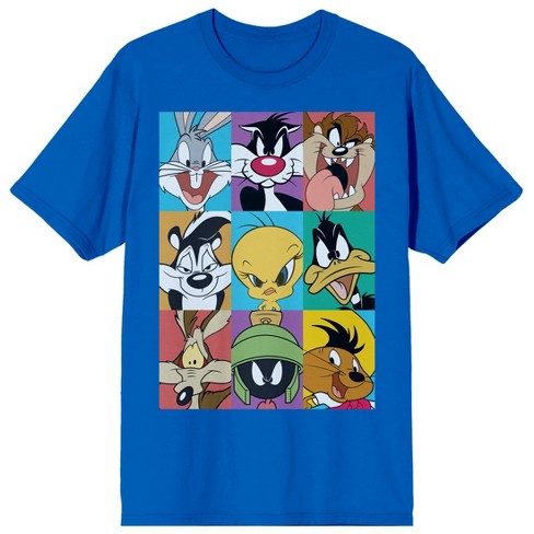 Looney Tunes Characters In Frames Crew Neck Short Sleeve Royal Blue Men's  T-shirt-XXL