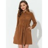 Allegra K Women's Turn Down Collar Long Sleeve Corduroy Button Down Shirt Dress - 2 of 4
