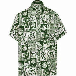 LA LEELA Men's Casual Relaxed Front Pocket Hawaiian Shirts for Men Funny 3XL Shamrock Green_W462 - 1 of 4