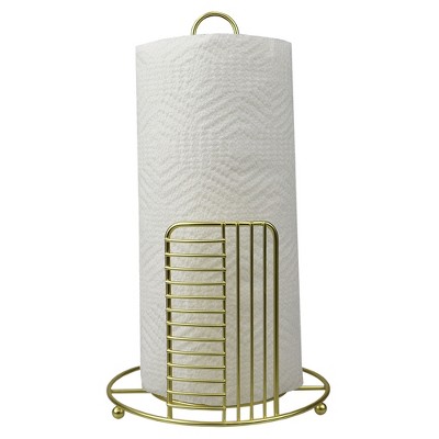 Home Basics Halo Free Standing Steel Paper Towel Holder, Gold