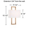 Possini Euro Design Modena Modern Wall Light Sconces Set of 2 French Brass Hardwire 9 1/2" Fixture Off White Faux Silk Shade for Bedroom Bathroom Home - 4 of 4
