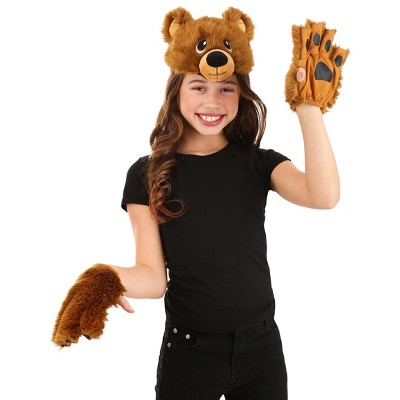 HalloweenCostumes.com One Size Fits Most   Bear Plush Headband & Paws Costume Kit, Brown/Brown