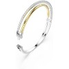 Hyperbola Crystal Bangle, Round Cut Clear Stones on Mixed Metal Bracelet, Sparkling Jewelry - 3 of 4