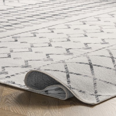 Eco-Friendly Reversible Gray Synthetic Area Rug, 3' x 5'