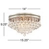 Vienna Full Spectrum Luxury Ceiling Light Flush Mount Fixture Brushed Nickel 15 1/4" Wide Crystal Droplets for Bedroom Hallway - 4 of 4