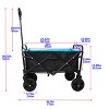 YONWAY Foldable Wagon,220 Lbs Capacity Outdoor Camping Beach Cart Steel Frame,Adjustable Garden Utility Rolling Cart with Wheels,Blue - 2 of 4