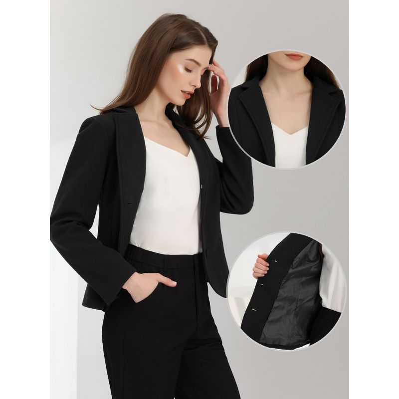 Allegra K Office Blazer for Women's Notched Lapel Long Sleeve Work Crop Coat, 2 of 6