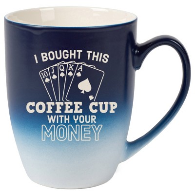 100 North Playing Card 10 Ounce Navy Blue and White Two Toned Ombre, Comfortably Fits Your Hands, Ceramic Tea Coffee Cup Mug, I bought this coffee cup