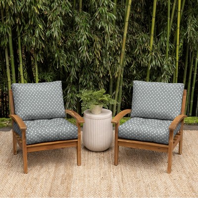 Stone Grey Dot Bamboo Viscose and Polyester Outdoor Deep Seat Cushion Set