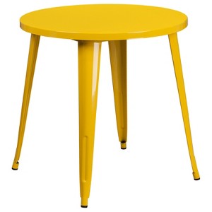 Emma and Oliver Commercial Grade 30" Round Colorful Metal Indoor-Outdoor Dining Table - 1 of 2