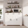 Farmhouse Sideboard Buffet Cabinet with Microwave Stand – Barn Doors, Drawers & Shelves - 3 of 4