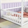 TIRAMISUBEST Twin/Full Size Canopy Frame Floor Bed with Fence and Guardrails, Pine Wood 4-Poster Canopy Bed Montessori Bed - 4 of 4