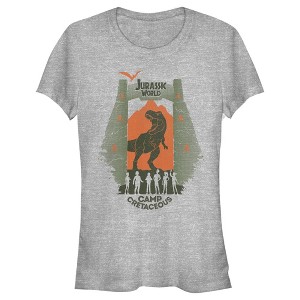 Juniors Womens Jurassic World: Camp Cretaceous T-Rex Gate T-Shirt - 1 of 3