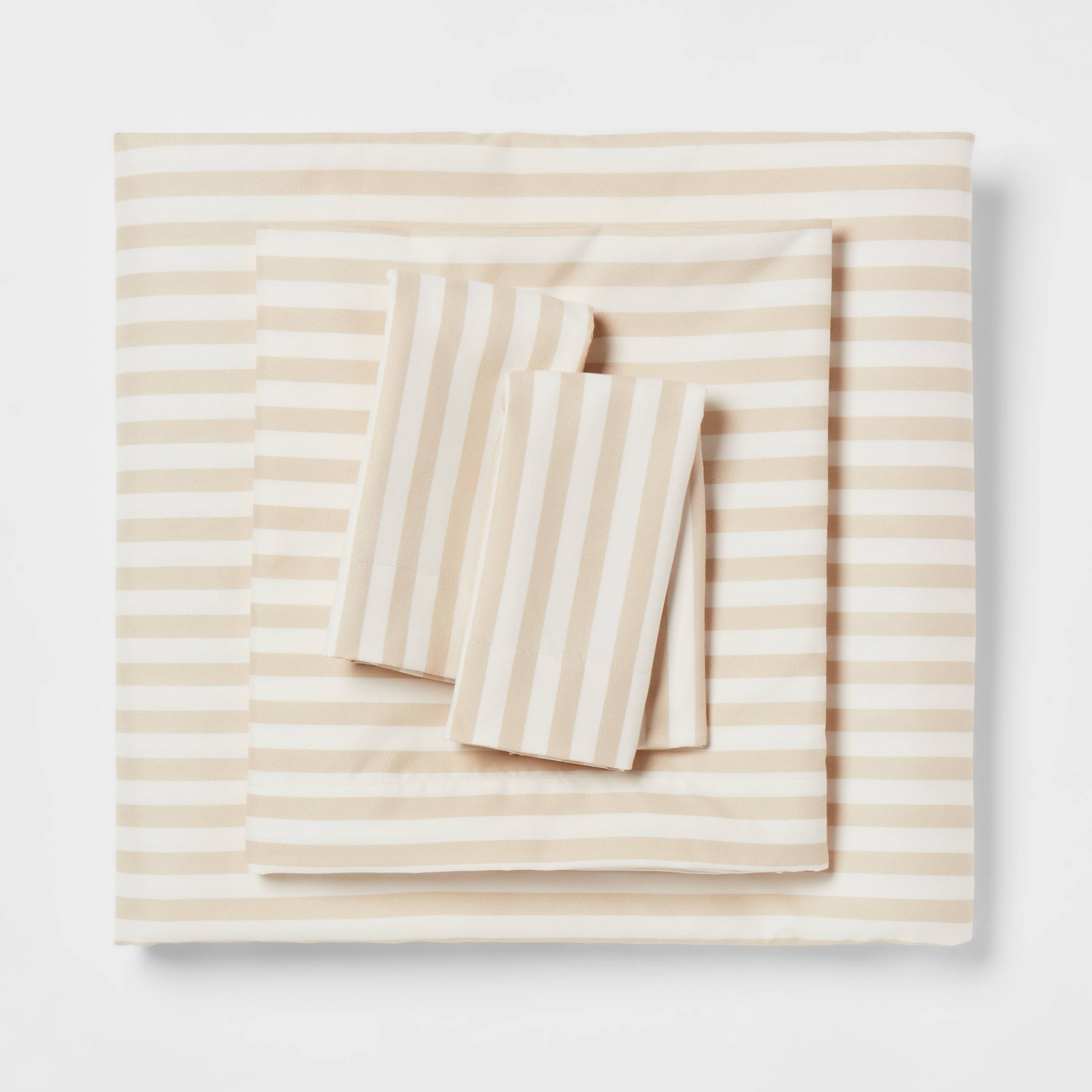 King Microfiber Sheet Set Neutral Stripe - Room Essentials™