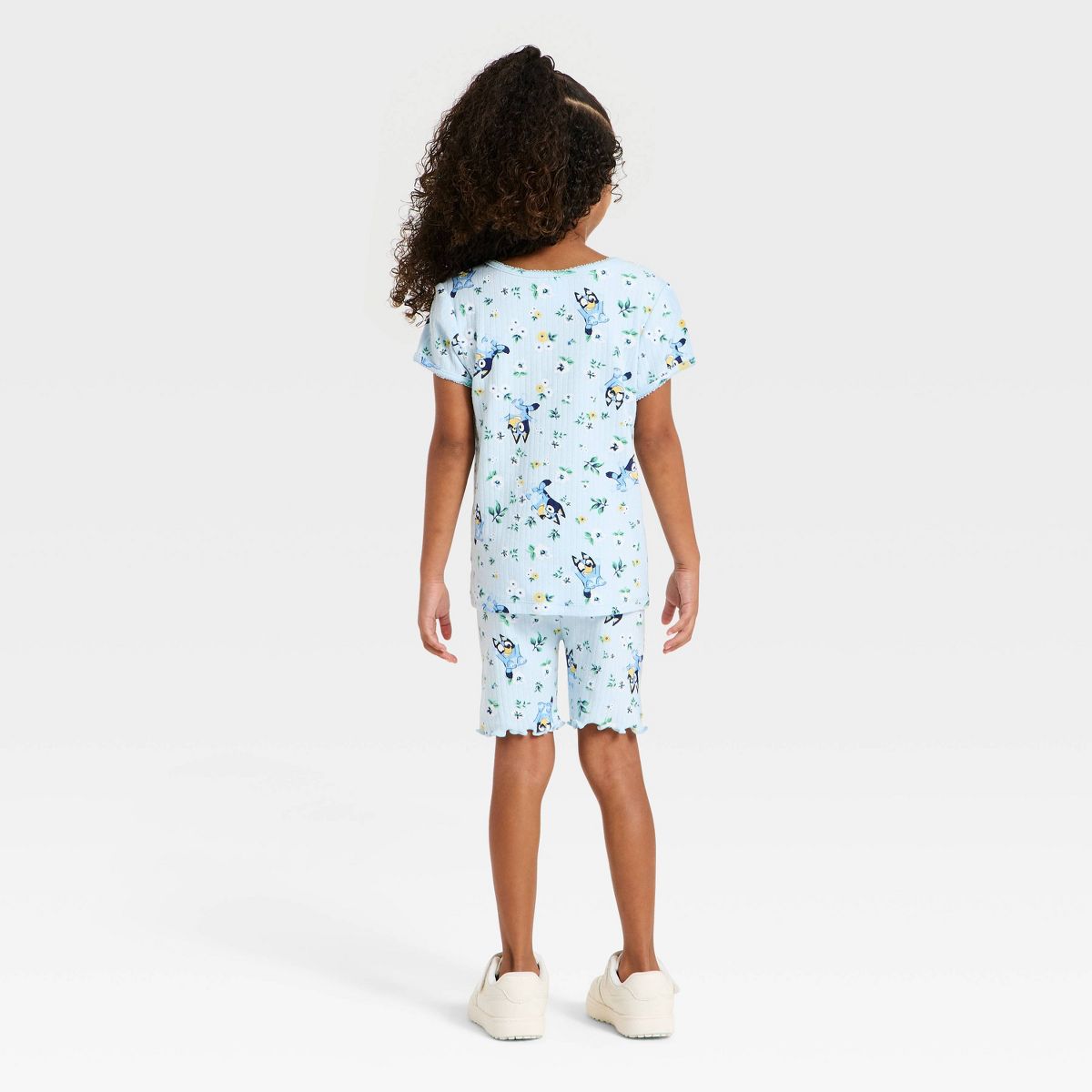 Toddler Girls' 2pc Bluey Pointelle Ribbed T-Shirt & Shorts Set - Blue - thumbnail 2