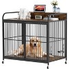 Furniture Style Wooden Dog Crate with Wheels, Dual Bowls & Washable Mat, Heavy-Duty End Table Pet Kennel for Large Dogs - 4 of 4
