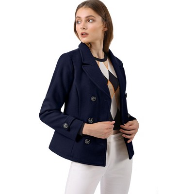 INSPIRE CHIC Women's Notched Lapel Double-Breasted Pea Coat