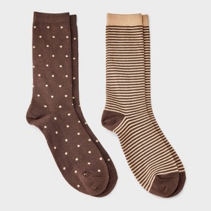 Men's 2pk Casual Crew Socks - Goodfellow & Co™ Brown/Tan 6-12 - 1 of 3