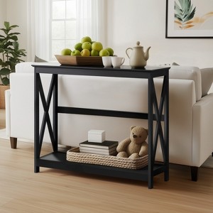 Yaheetech 2-Tier X-Design Console Table Sofa Side End Table for Living Room - 1 of 4