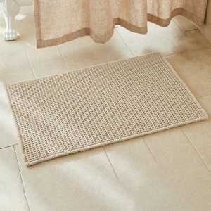 BAGOKIE Waffle Non-Slip Bath Mat Super Absorbent & Quick Dry Bathroom Rug - 1 of 4